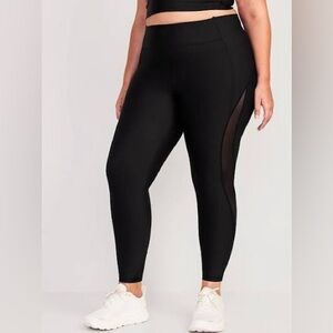 Old Navy Plus Size Black High-Waist Leggings with Sheer Side Panels